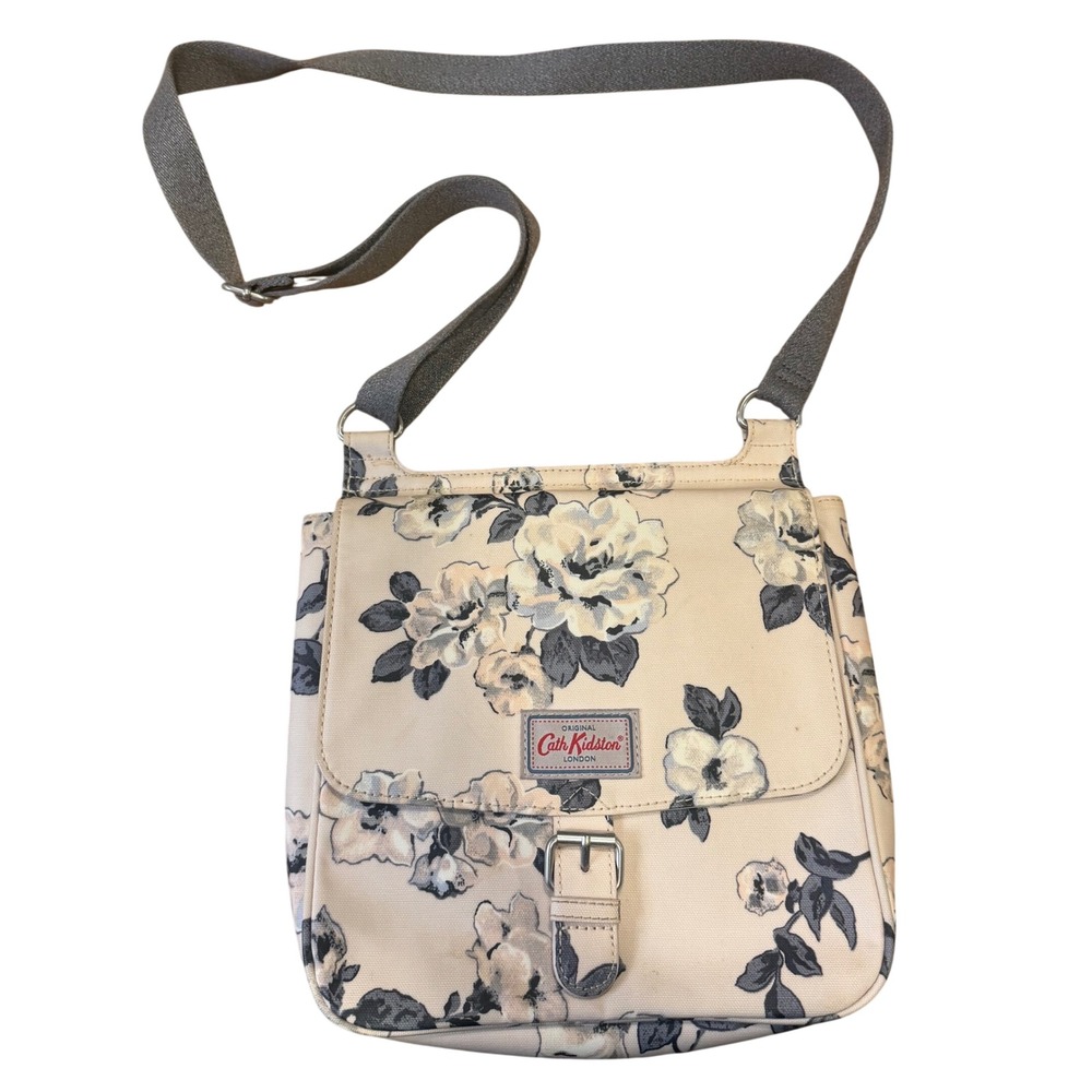 Cath Kidston London Floral Canvas Crossbody Bag Cream Grey Adjustable Strap